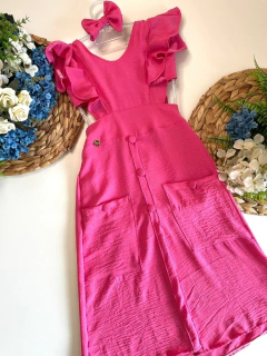 Vestido Pink Longo com Bolso (Acompanha Laço de Cabelo) na internet