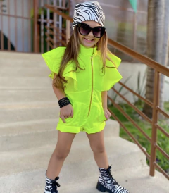 Macacão Curto Amarelo Neon Frufru - comprar online