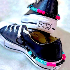 Acessório Cordinhas de Tenis Preta Pink Azul (Par) - comprar online