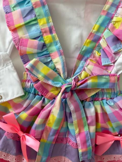 Conjunto Pietra Junino (Salopete + Camisa + Laços de Cabelo) na internet