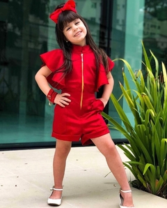 Macacão Curto Vermelho Frufru - Coisas de Dondoquinha