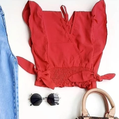 Blusa Lastex Vermelha Nózinho