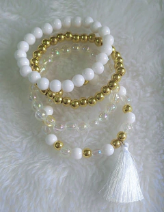 Kit 4 Pulseiras Fim de Ano Dourado e Branco - comprar online