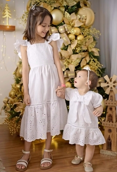 Vestido Branco Tricoline com Laise Amarração - loja online