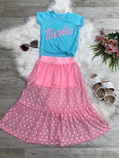 Conjunto B Azul e Rosa Tule
