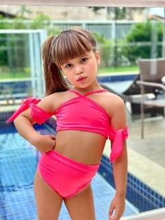 Biquini Rosa Neon com Amarração