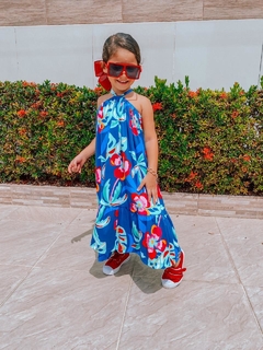 Vestido Longo Azul Floral - comprar online