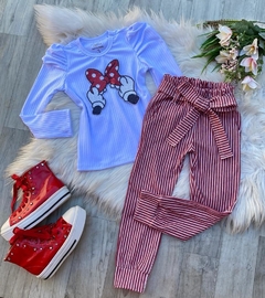 Conjunto Minnie Clochard (Calça Listras + Blusa Manga Longa)