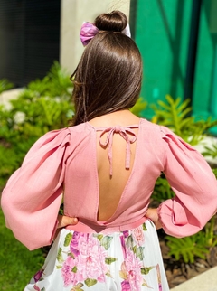 Conjunto Princess Midi Floral Rosa (Saia + Blusa) na internet