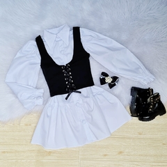 Chemise Branca com Corpete Amarração Preto Mãe e Filha (cada) - comprar online