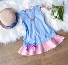 Vestido Azul, Rosa e Lilás