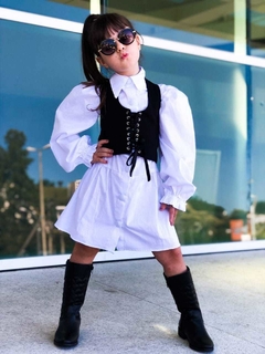Chemise Branca com Corpete Amarração Preto Mãe e Filha (cada)