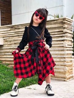 Conjunto Flanela Vermelho Xadrez (Saia + Blusa)