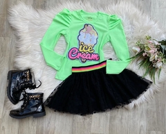 Conjunto Neon Ice Cream (Saia Tutu Poá com Short + Blusa)