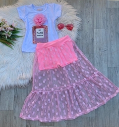 Conjunto Perfume Paris com Saia Tule Poá Longa na internet
