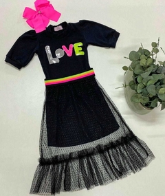 Vestido LOVE Neon Com Sobreposição - Coisas de Dondoquinha