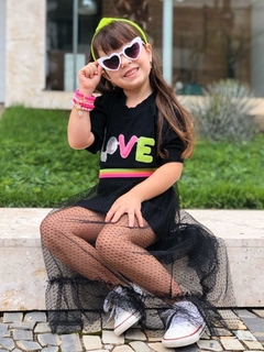 Vestido LOVE Neon Com Sobreposição - loja online
