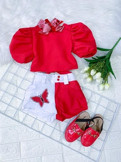 Conjunto Borboleta Vermelho e Branco - comprar online