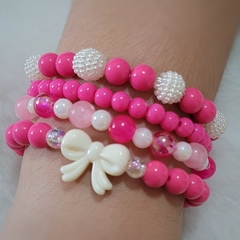 Kit 4 Pulseiras Pink Lacinho