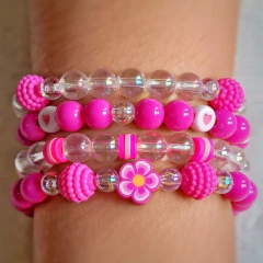 Kit 4 Pulseiras Rosa Fúcsia Sortidas