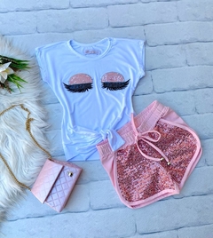 Conjunto Cílios Paetê Rosa