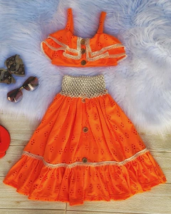 Conjunto Laise Laranja Renda Cru - comprar online