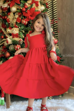Vestido Carol Vermelho (Acompanha laço de cabelo) - comprar online