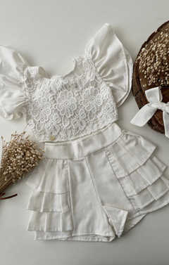 Conjunto com Renda Guipir (Acompanha Laço de Cabelo)