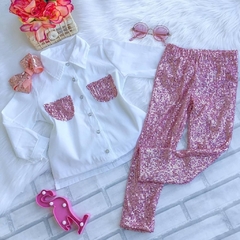 Conjunto Paetê Rosa (Camisa + Calça) - comprar online