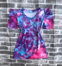 Vestido Tie Dye Roxo e Pink Manga Princesa