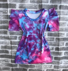 Vestido Tie Dye Roxo e Pink Manga Princesa