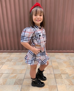 Vestido Xadrez Inspired com Aberturinha na Lateral - comprar online