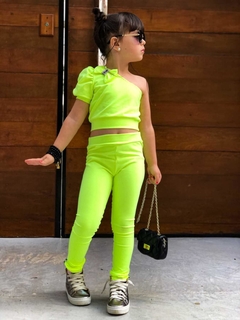 Conjunto Neon Lacinho no Ombro (Cropped + Legging) - loja online