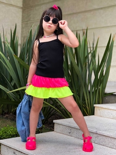 Vestido Preto com Neon Canelado