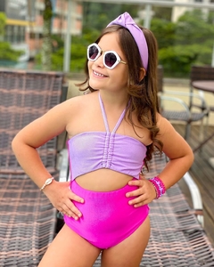 Maiô Malibu Rosa Neon e Lilás