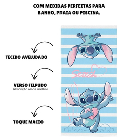 Toalha De Banho Aveludada Stitch Grande 70x1,40cm - comprar online