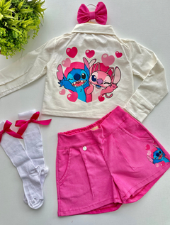 Conjunto Stitch Branco e Pink - comprar online