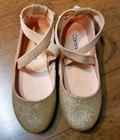 Sapatilha de elástico dourada com Glitter Contramão