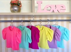 Blusa Manga Bufante Candy Colors Tal Mãe Tal Filha