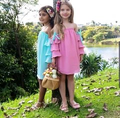 Vestido CANDY Pink com manga babado
