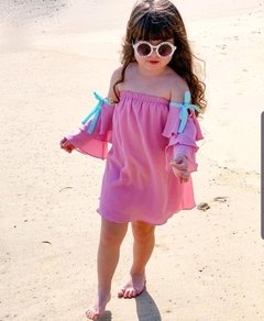 Vestido CANDY Pink com manga babado na internet
