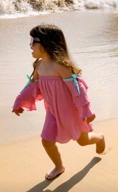 Vestido CANDY Pink com manga babado - Coisas de Dondoquinha