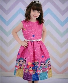 Vestido Boneca Pérolas Pink Glitter na internet