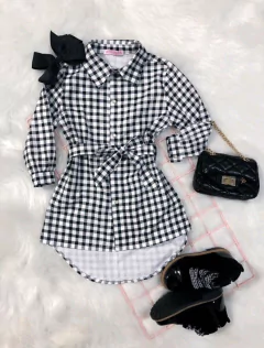 Chemise Xadrez Preta e Branca