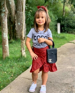 Conjunto C Tshirt + Saia Xadrez Vermelha - comprar online