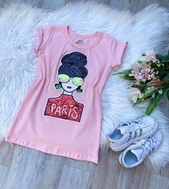 Camisetão Vestido Rosa Paris