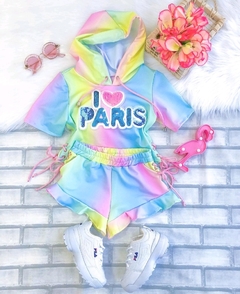 Conjunto Tie Dye I Love Paris (Short + Blusa)
