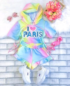 Conjunto Tie Dye I Love Paris (Short + Blusa)
