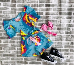 Conjunto Tie Dye Tons de Azul e Amarelo - comprar online
