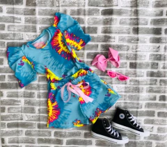 Conjunto Tie Dye Tons de Azul e Amarelo - comprar online